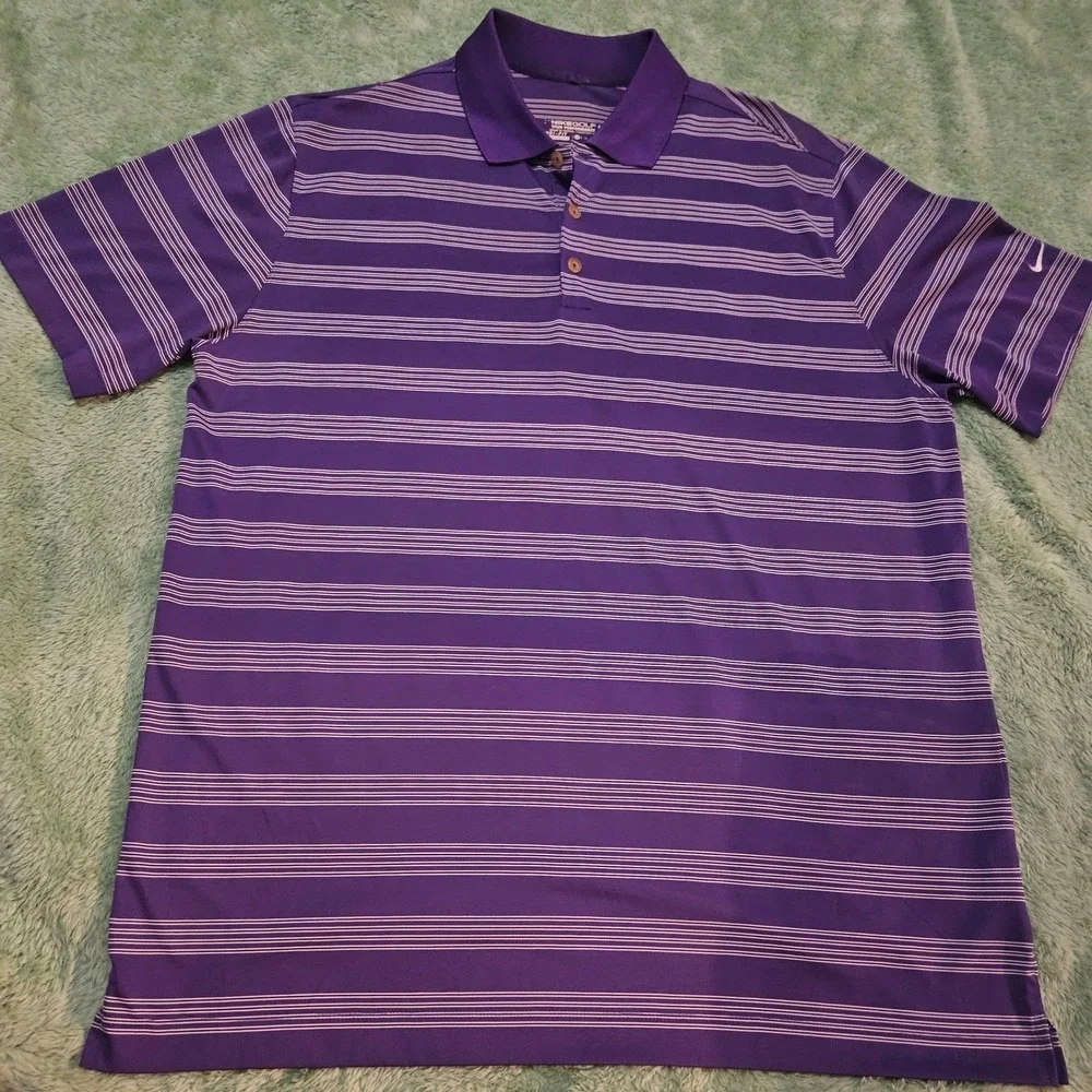 Nike Golf Tour Performance Dri-FIT Polo Shirt Mens XL‎ Striped Purple